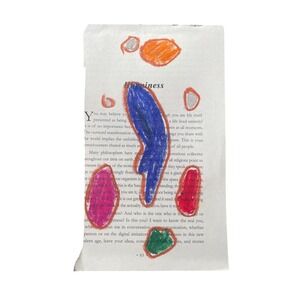 5 x 9 Original Abstract Art Painting on‎ Book Page Spiritual Healing Colorful